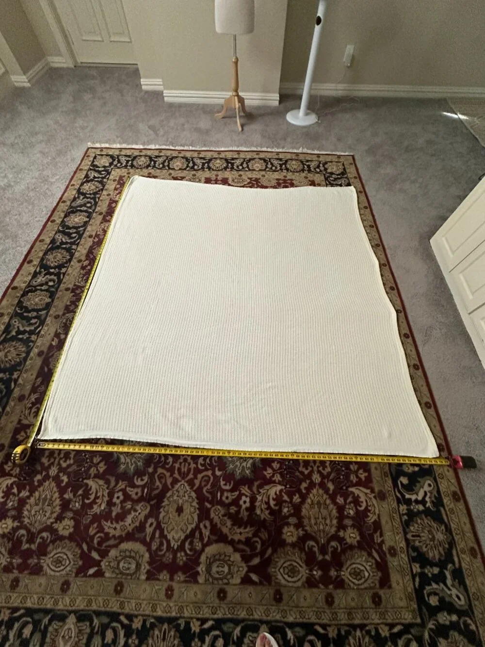 VTG Lauren Ralph Lauren Classic Off-white Cotton Herringbone Blanket Full/Queen